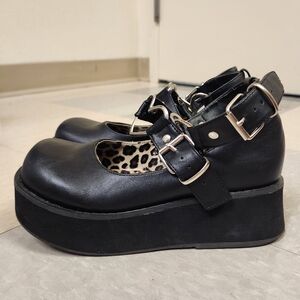 Black Platform Mary Jane Demonias Size 8